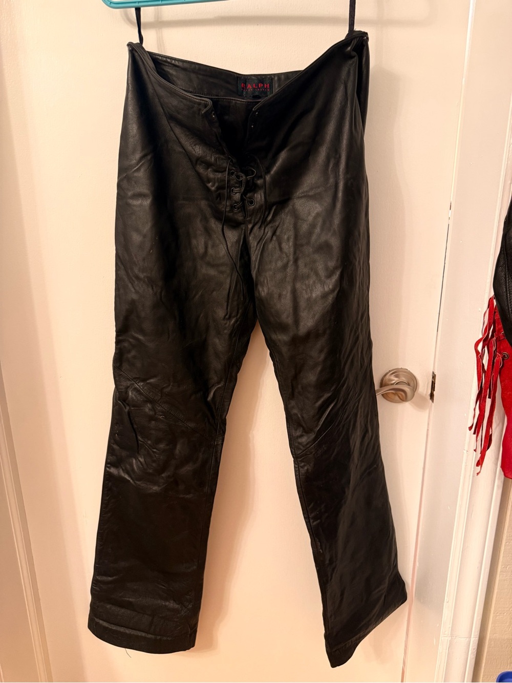 Vintage Ralph Lauren Black Leather Flare Pants